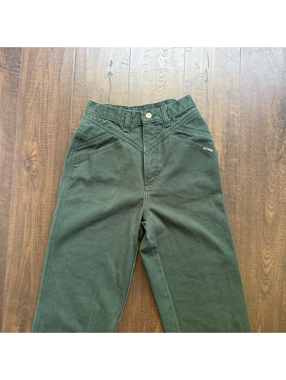 Vintage 90s Rockies Green High Rise Western Jeans 5/6 24x35 Rodeo Cowgirl Hippie